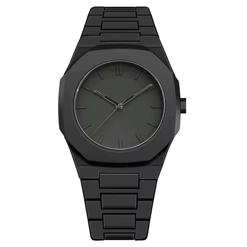 Montre quartz Arabic noire tendance pour homme, simple décontractée, ultra-fine et polyvalente, bracelet intégré tout noir avec son régulateur de taille