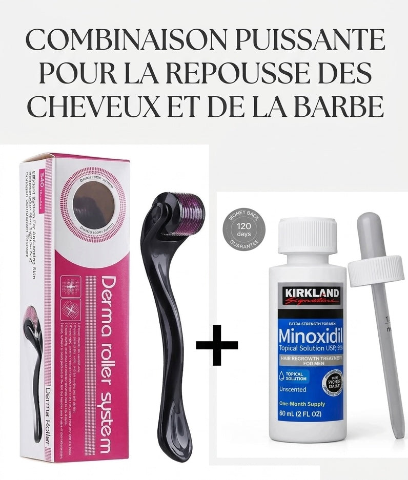 Solution anti-chute et pousse barbe, cheveux rapide et efficace nº1 mondial des produits pousse cheveux, kirkland Minoxidil 5% original