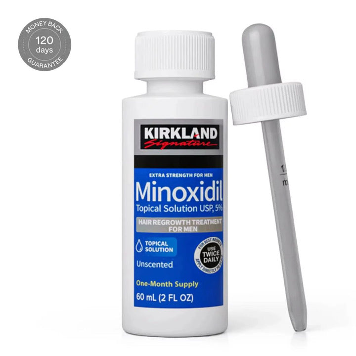 Solution anti-chute et pousse barbe, cheveux rapide et efficace nº1 mondial des produits pousse cheveux, kirkland Minoxidil 5% original